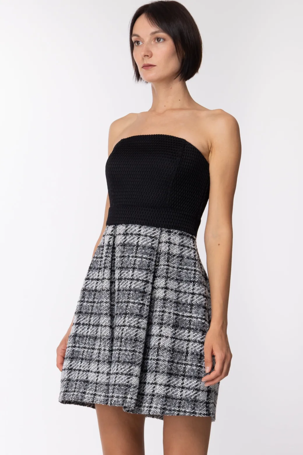 Donna Imperial Abito a Fascia con Gonna Tartan