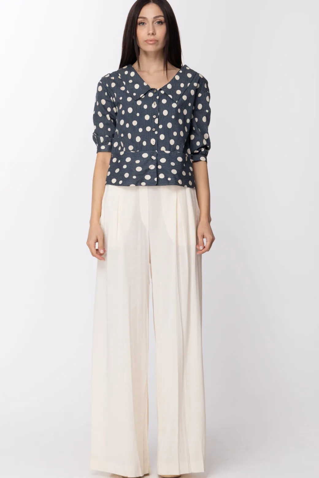 Donna Jucca Pantaloni Palazzo con Elastico In Vita