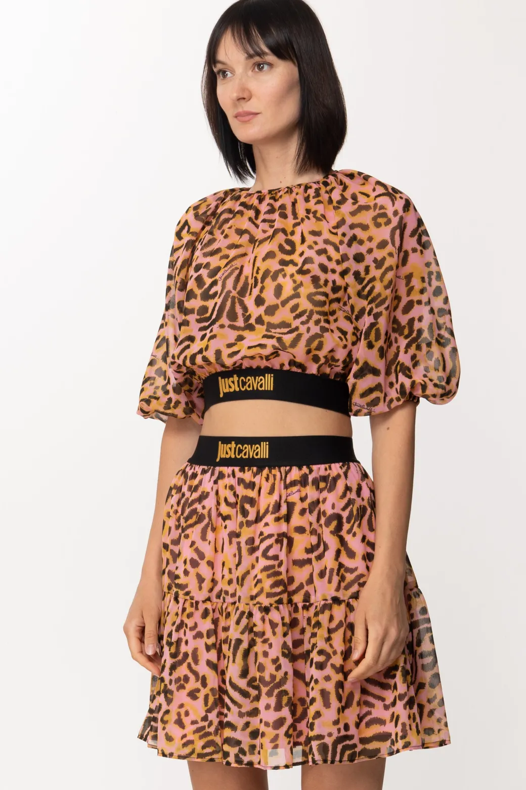 Donna Just Cavalli Blusa Crop con Fascia Logata