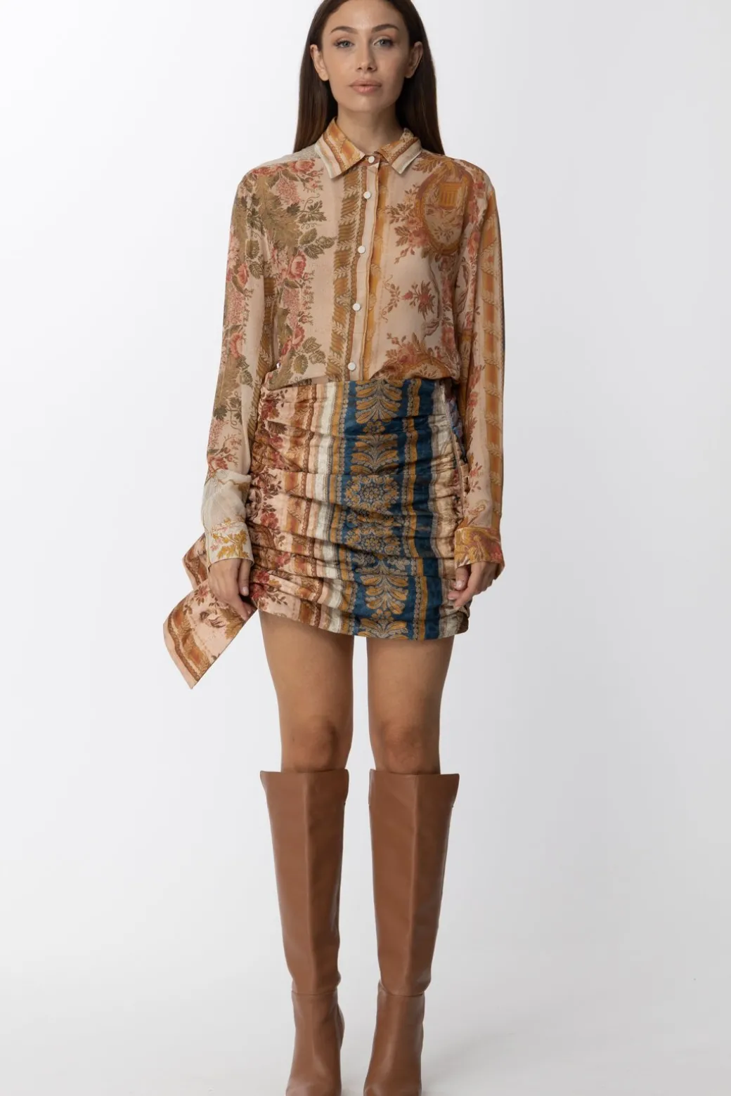 Donna Just Cavalli Gonna Corta Arricciata con Maxi Rouche