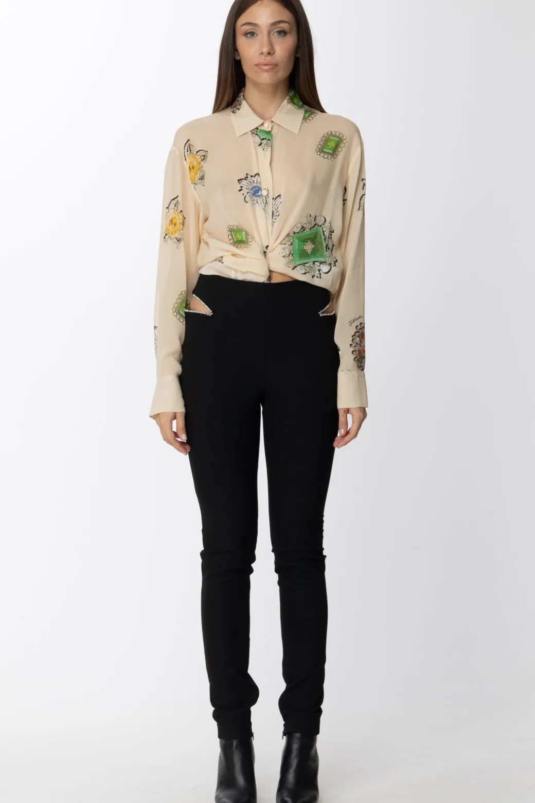 Donna Just Cavalli Pantaloni con Cut-out e Strass