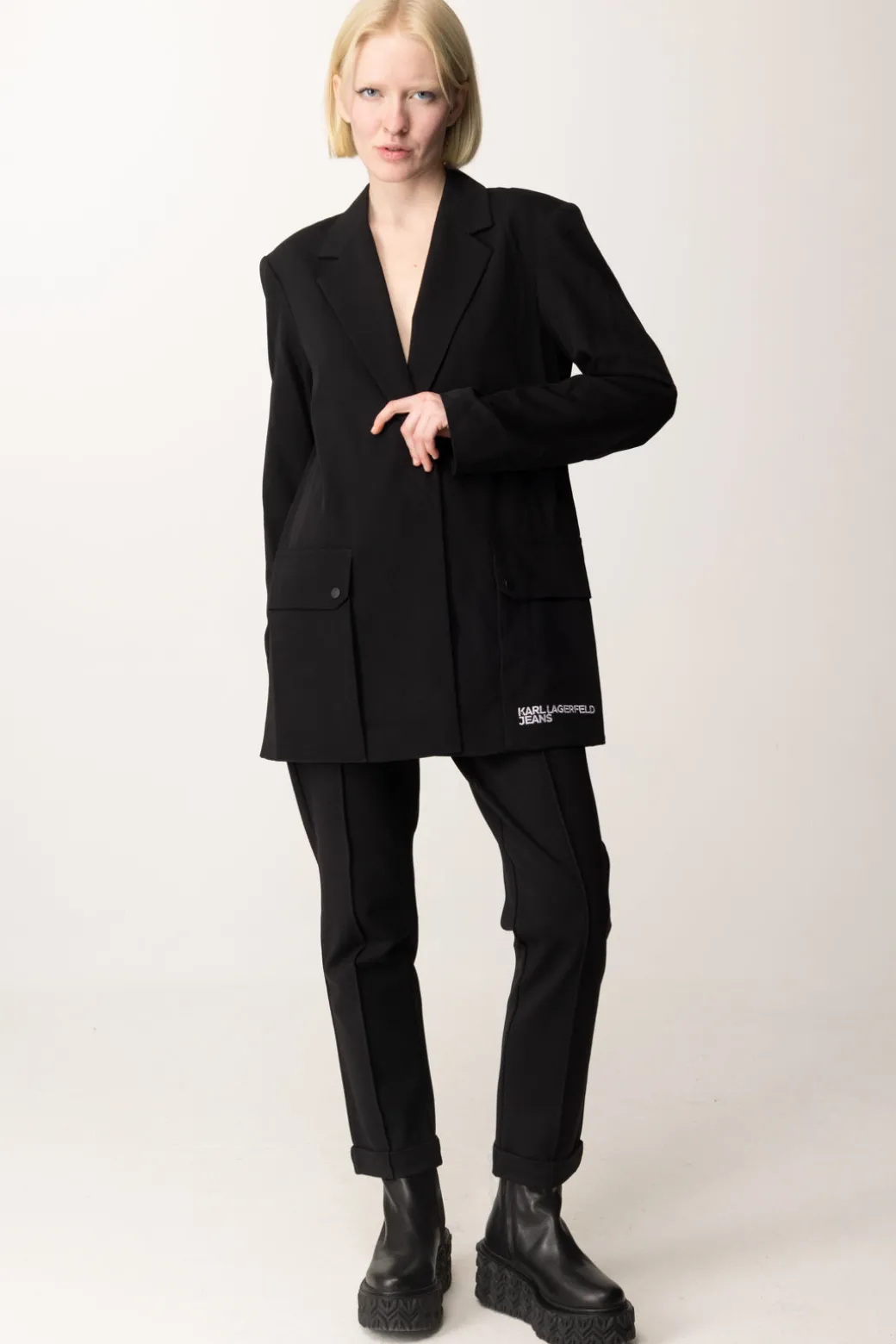 Donna Karl Lagerfeld Blazer Minimalista Oversize con Logo