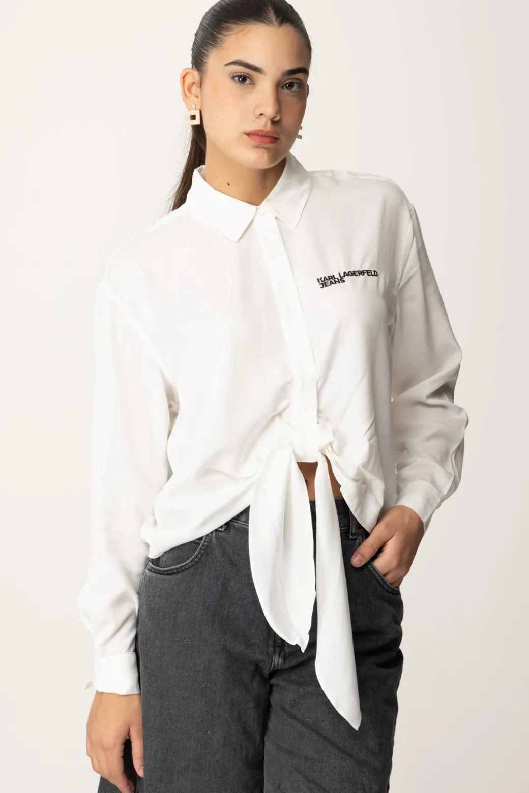 Donna Karl Lagerfeld Camicia con Nodo Frontale
