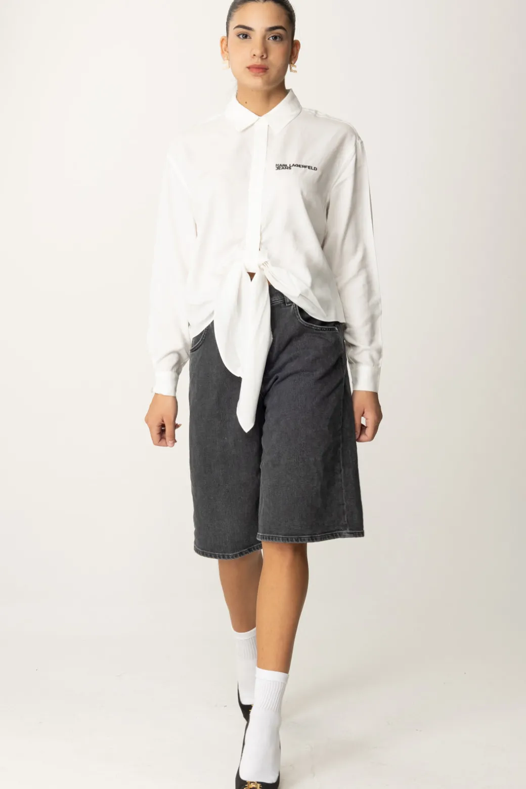 Donna Karl Lagerfeld Camicia con Nodo Frontale
