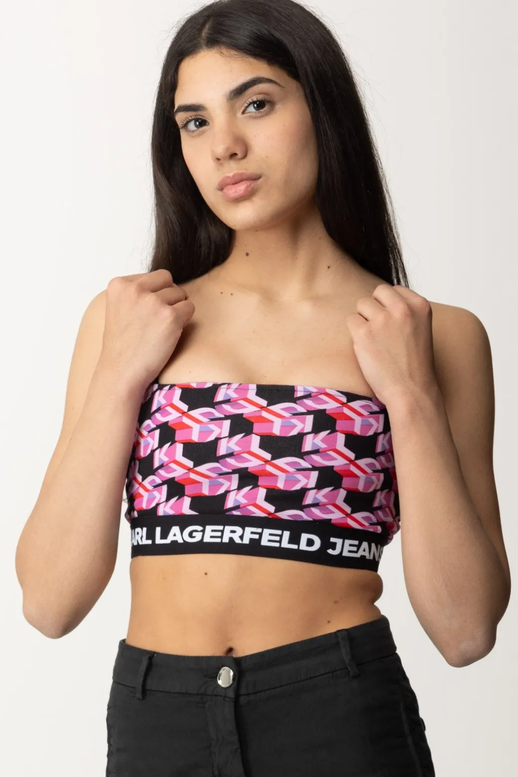 Donna Karl Lagerfeld Crop Top Monogram