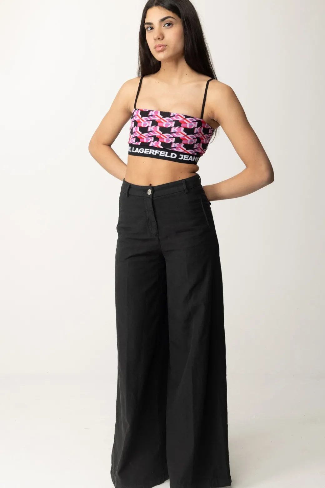 Donna Karl Lagerfeld Crop Top Monogram