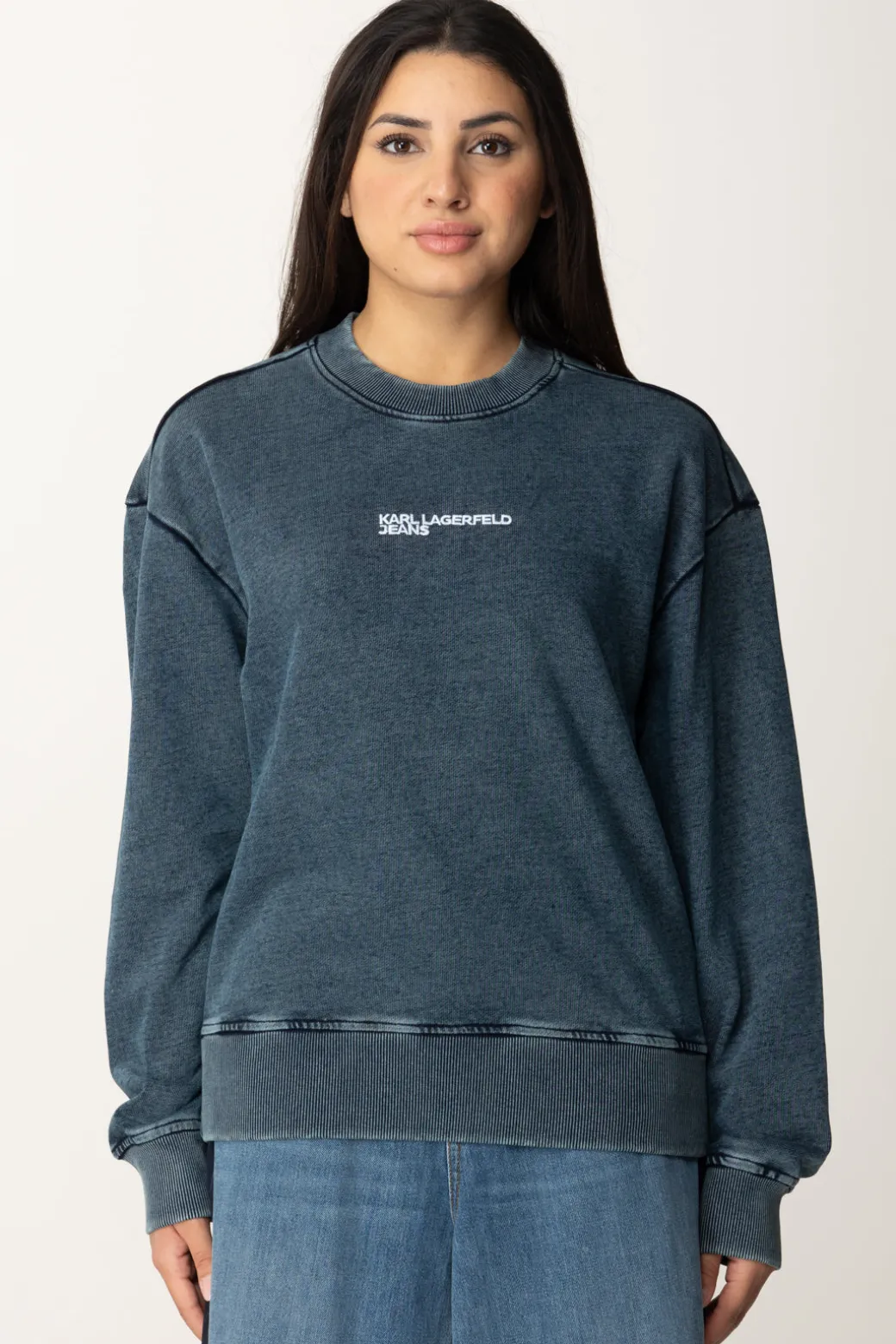 Donna Karl Lagerfeld Felpa Lavaggio Vintage con Logo