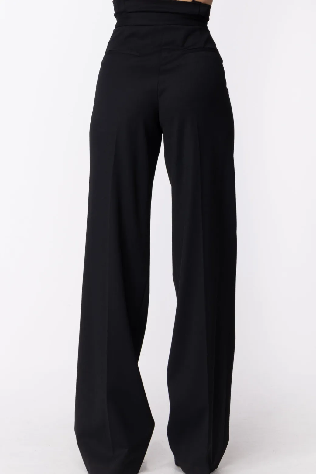 Donna Mangano Angano: Pantalone Verlaine Vita Alta a Palazzo con Cintura e Frappine In Vita