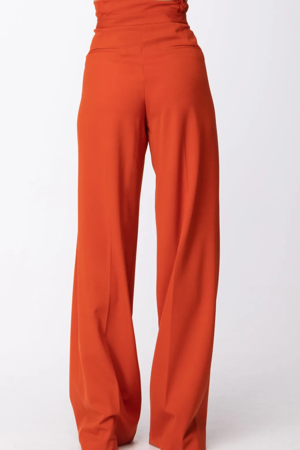 Donna Mangano Angano: Pantalone Verlaine Vita Alta a Palazzo con Cintura e Frappine In Vita