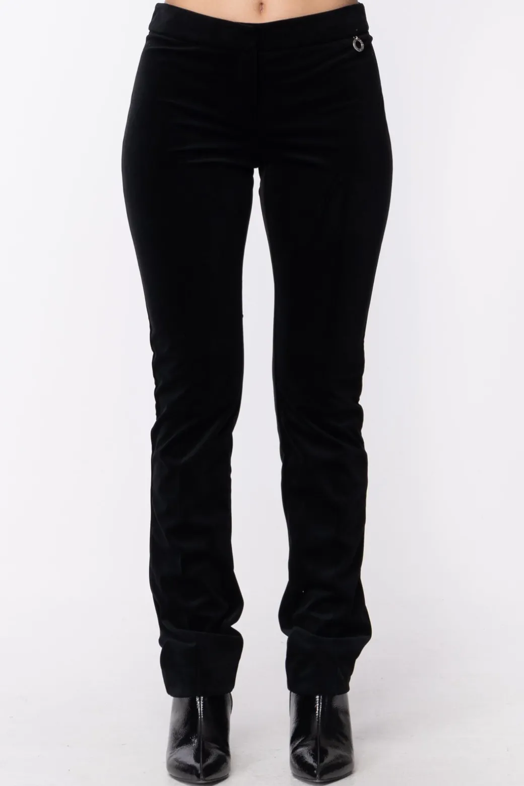 Donna Mangano : Pantalone Slim In Velluto Gamba Dritta Vita Regular