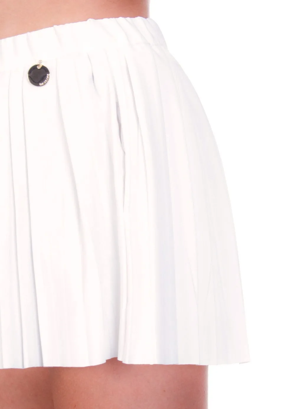 Donna Mangano : Shortsin Pelle a Pieghe con Elastico In Vita