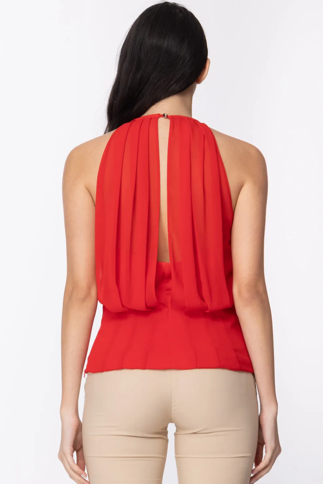 Donna Mangano : Top Bay Top Slim Fit In Tessuto Tecnico Da Confezione con Scollo All'americana