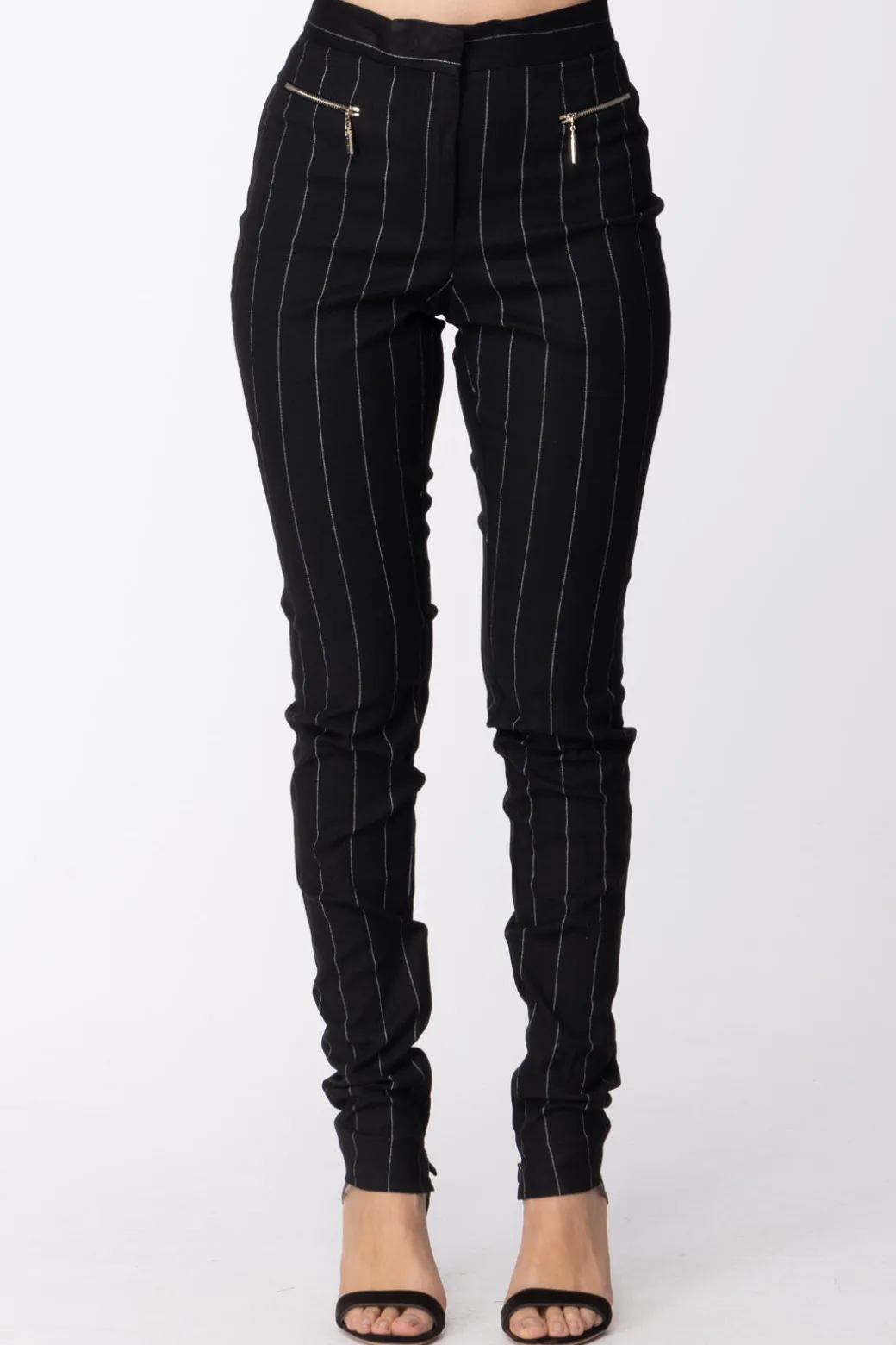 Donna Mangano Pantalone Skinny Gessato