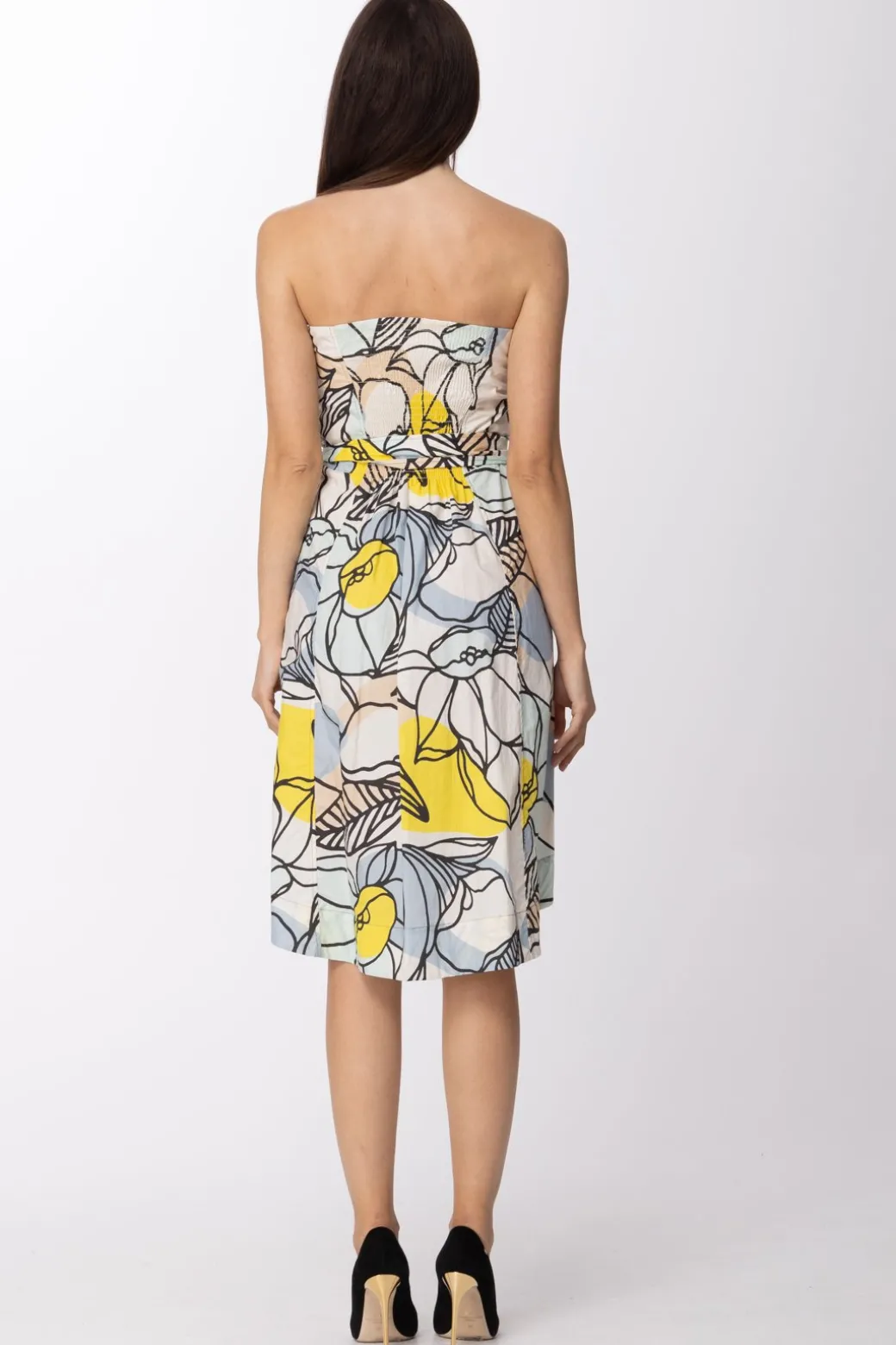 Donna Manila Grace Abito Asimmetrico con Stampa Floreale e Cintura