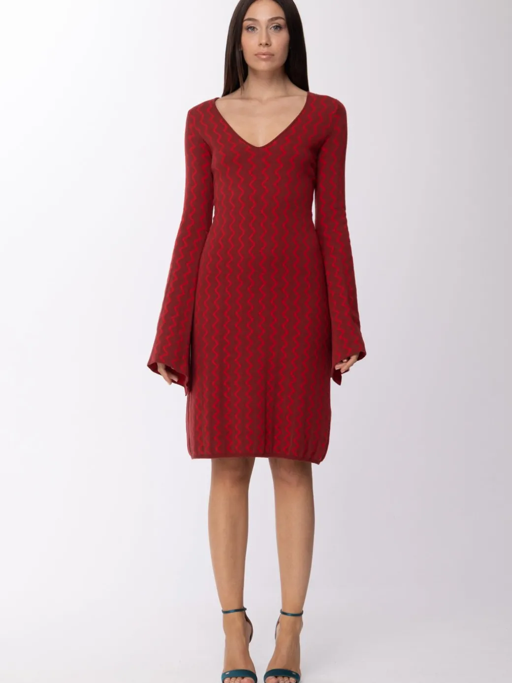 Donna Manila Grace Abito In Maglia Stampa Jacquard