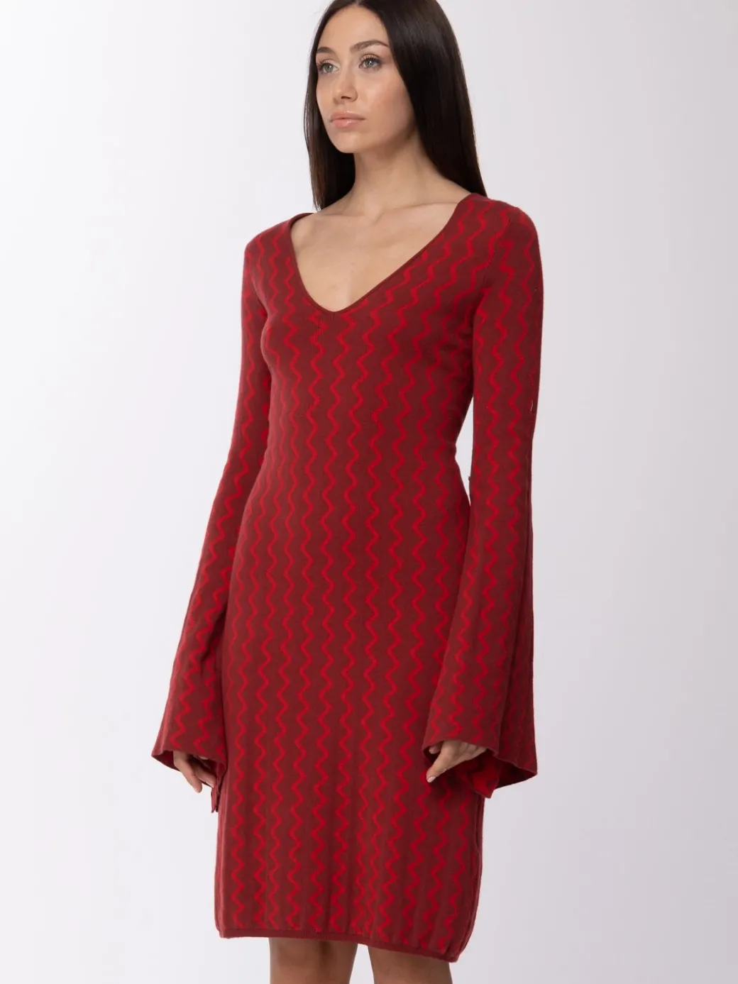 Donna Manila Grace Abito In Maglia Stampa Jacquard