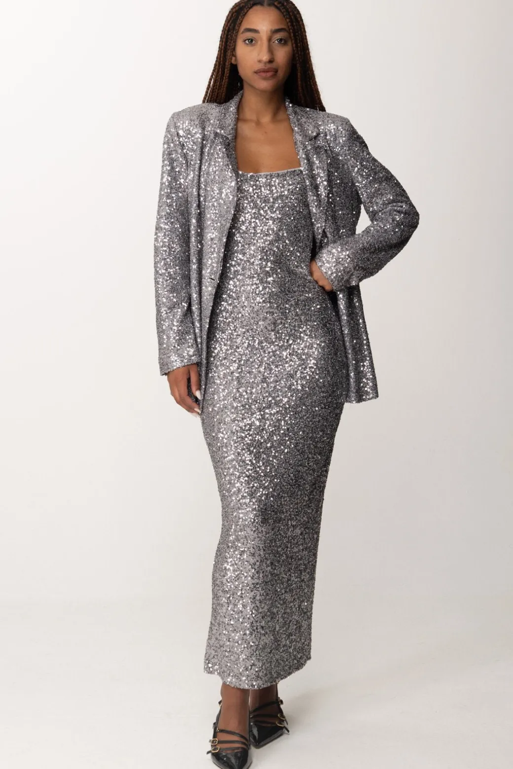 Donna Manila Grace Abito Lungo Sottoveste Full-paillettes