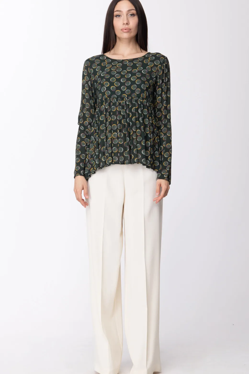 Donna Manila Grace Blusa Arricciata con Pois