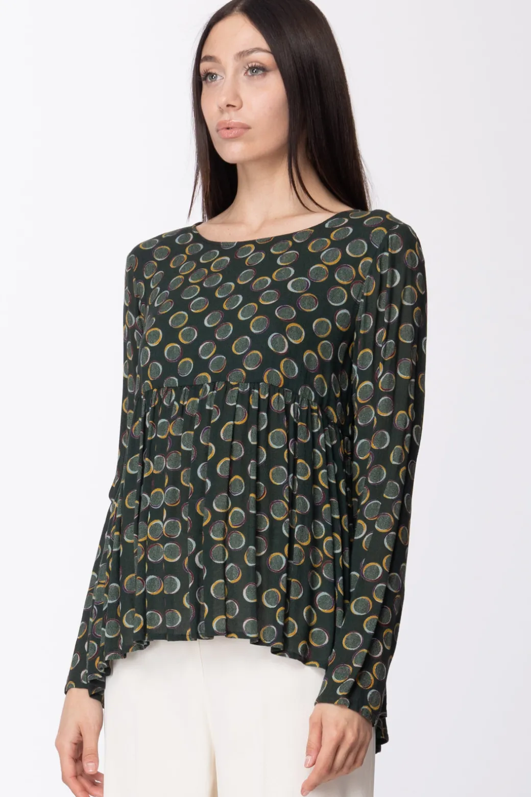 Donna Manila Grace Blusa Arricciata con Pois
