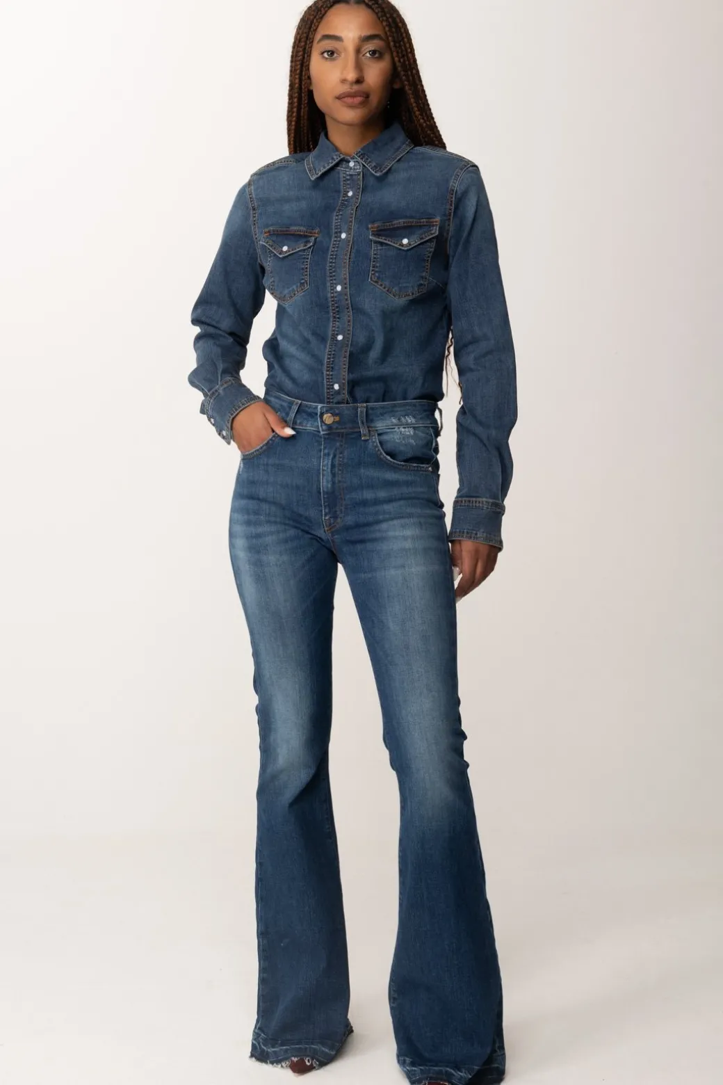 Donna Manila Grace Camicia In Jeans Sfiancata