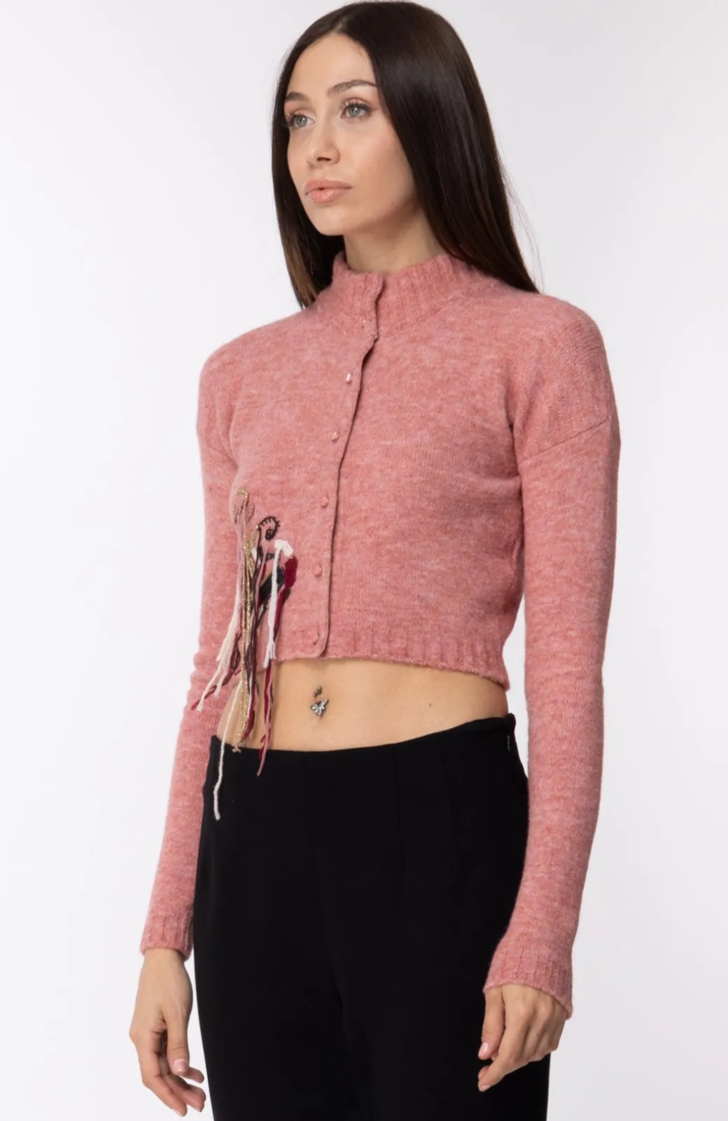 Donna Manila Grace Cardigan Corto con Dettaglio Ricamo