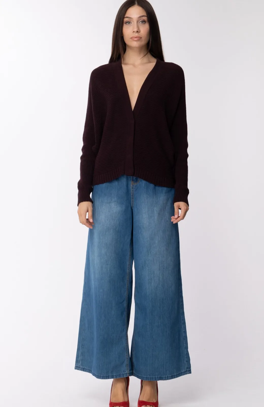 Donna Manila Grace Cardigan Kimono Scollo Profondo a V