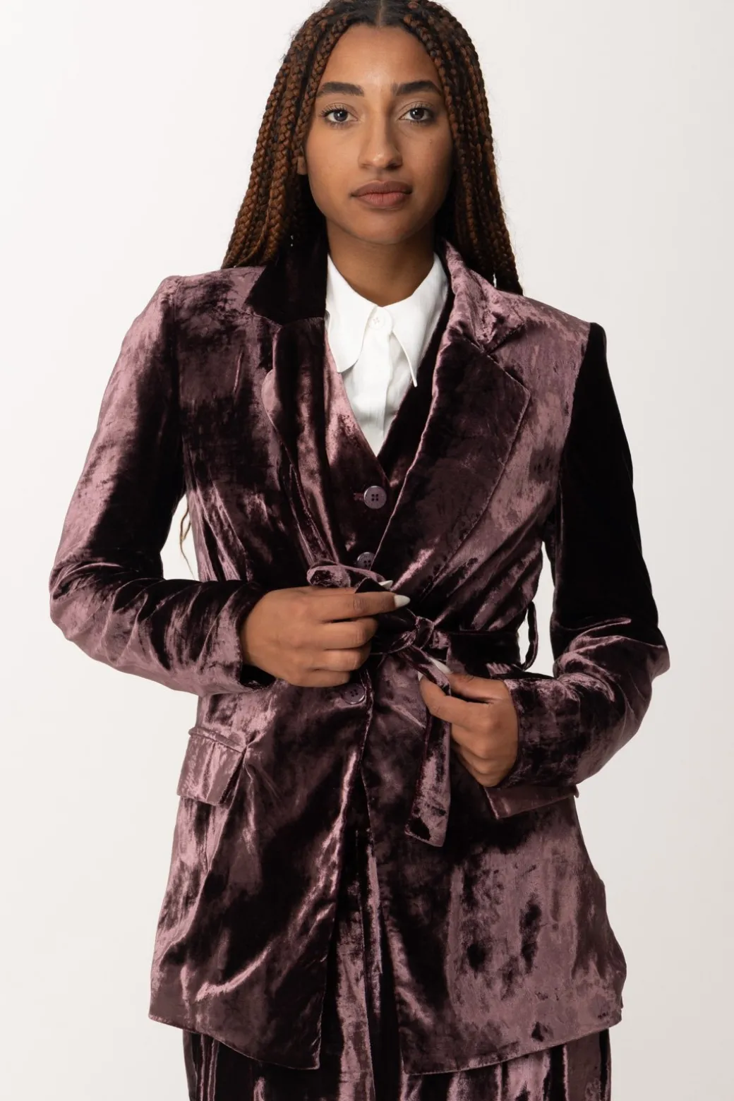 Donna Manila Grace Giacca Blazer In Velluto con Fusciacca