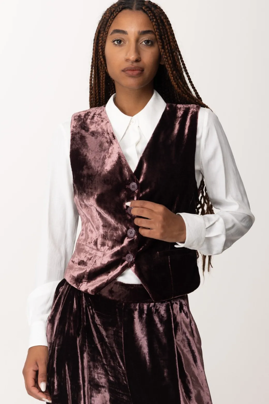 Donna Manila Grace Gilet Aderente In Velluto