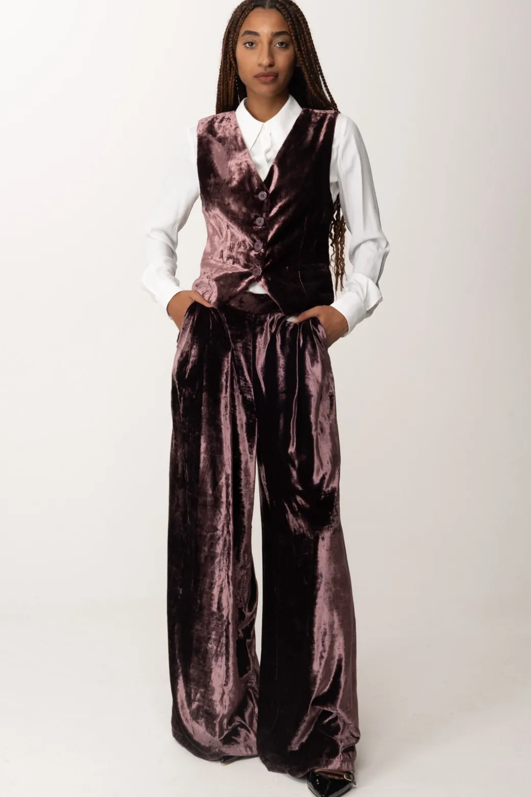 Donna Manila Grace Gilet Aderente In Velluto