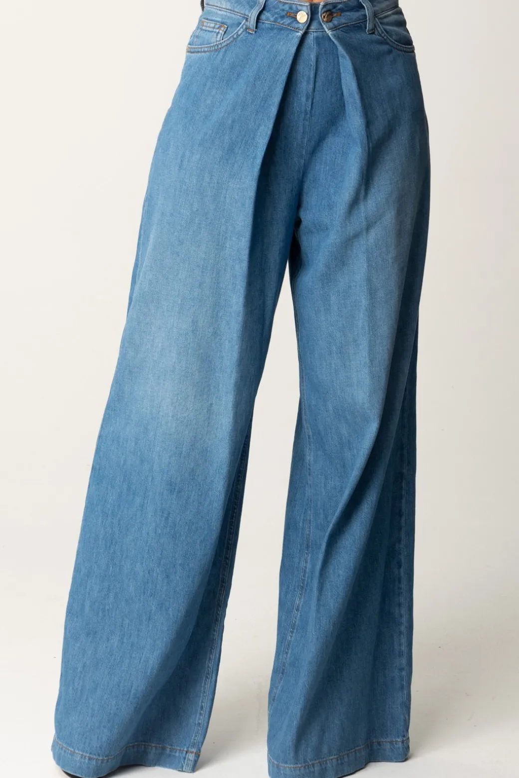 Donna Manila Grace Jeans Wide Leg con Pieghe
