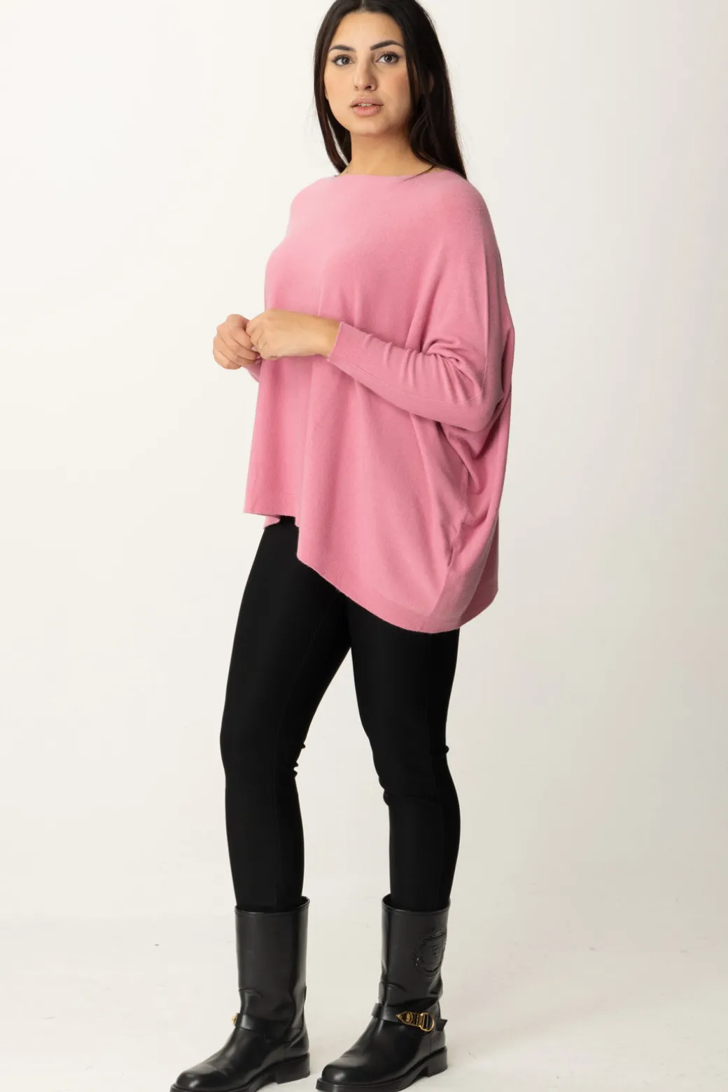 Donna Manila Grace Maglia Poncho Asimmetrica