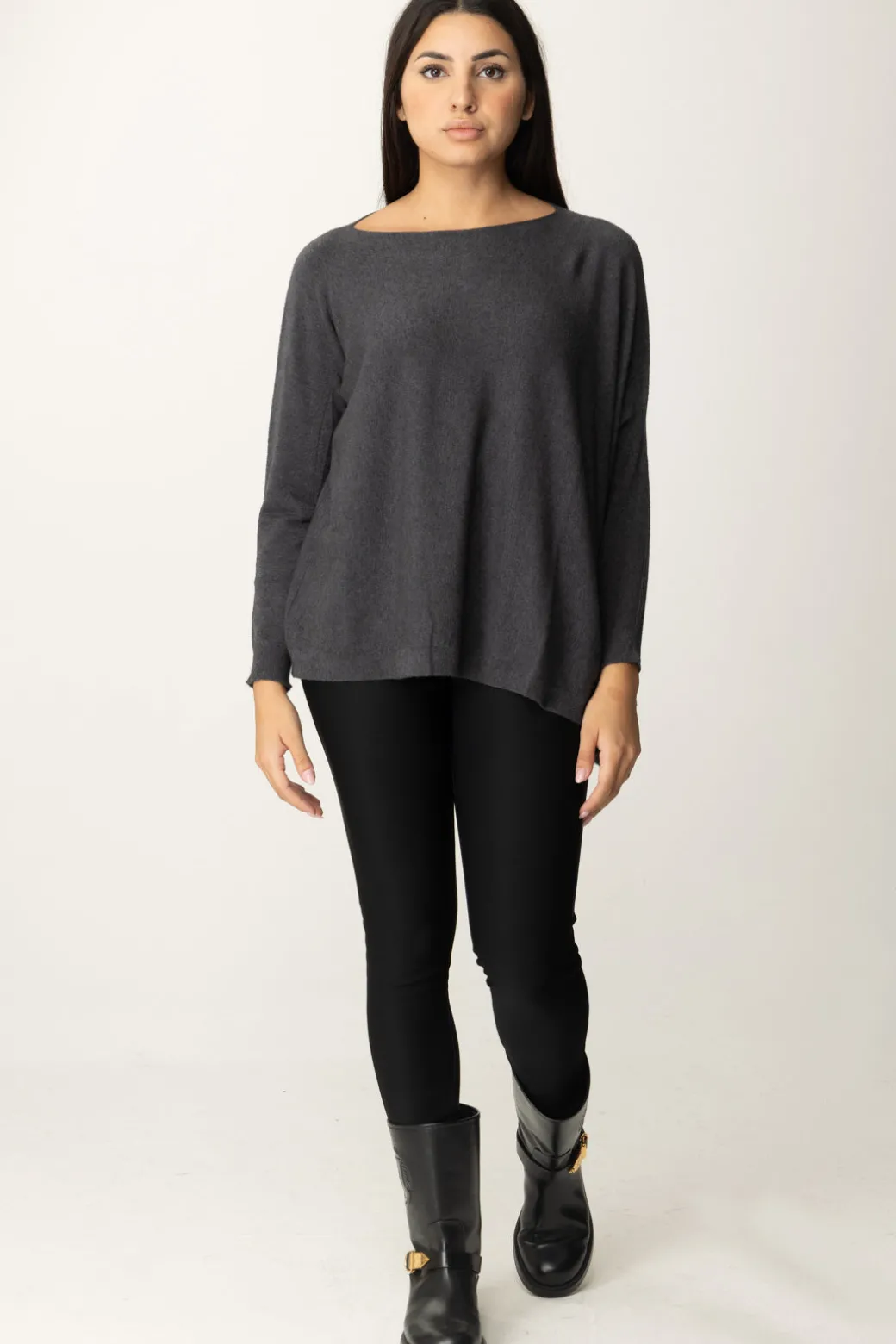 Donna Manila Grace Maglia Poncho Asimmetrica