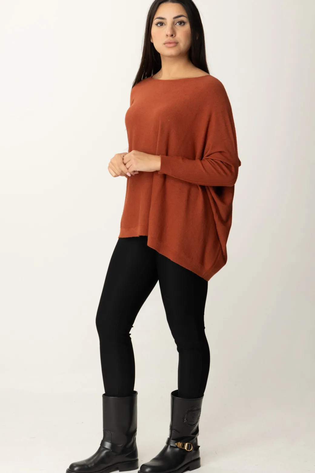 Donna Manila Grace Maglia Poncho Asimmetrica