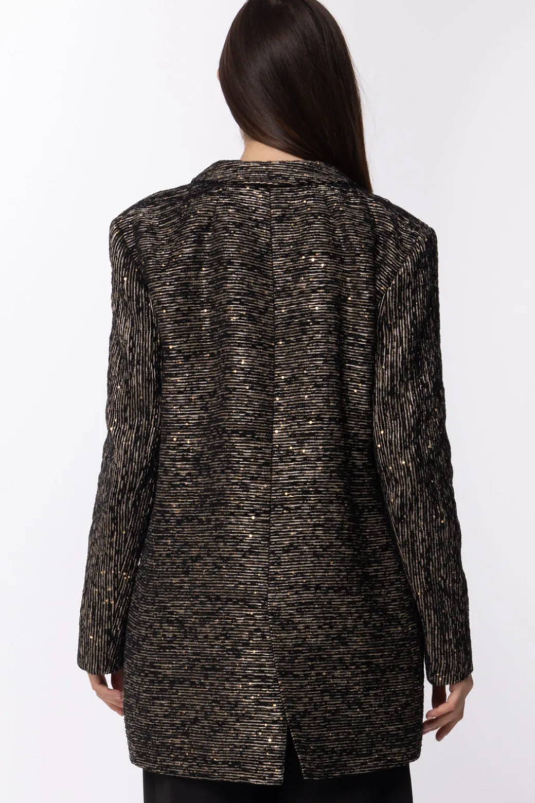 Donna Manila Grace : Cappotto Paillettes e Fili In Lurex Chiusura con Bottone