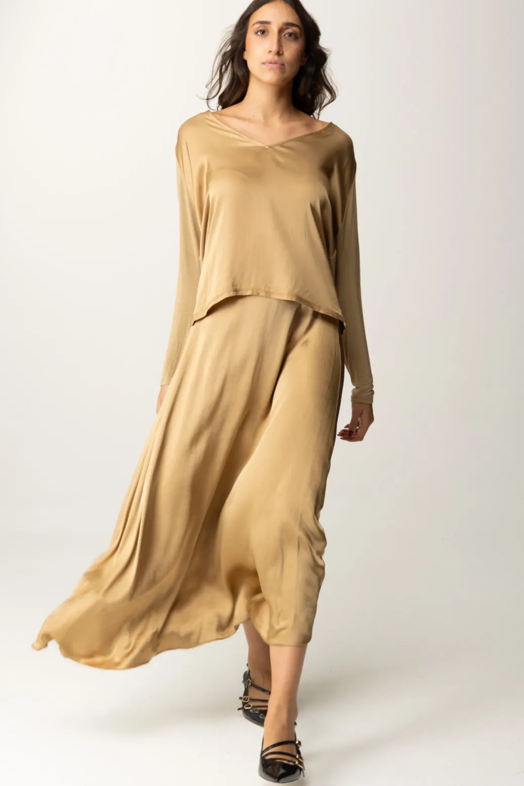 Donna Manila Grace Maxi Gonna In Satin