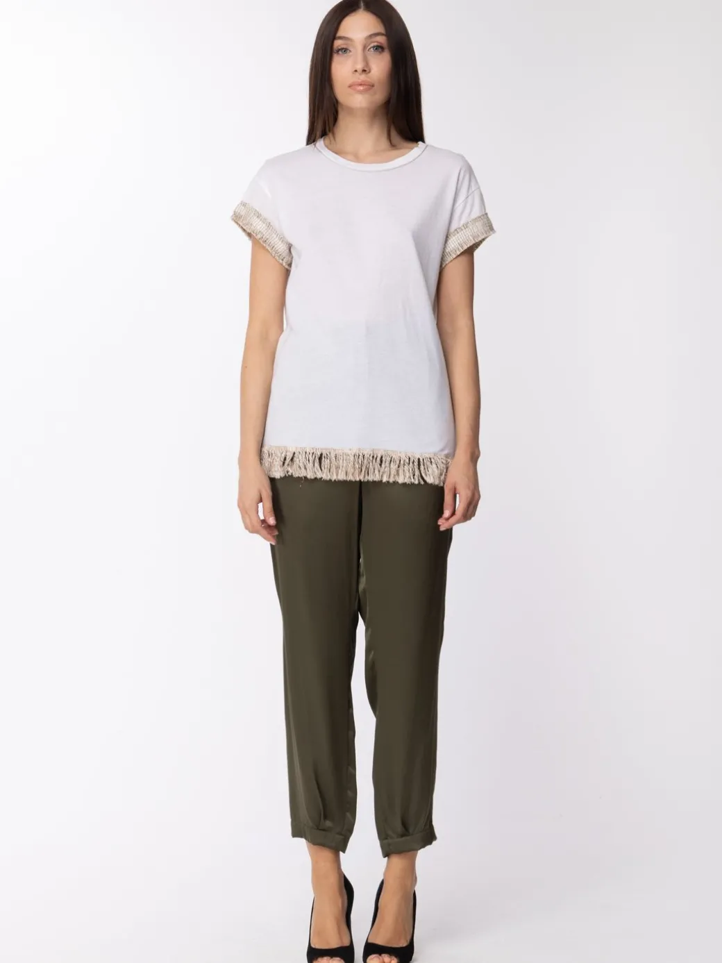 Donna Manila Grace Pantalone In Raso Vita Alta Morbido