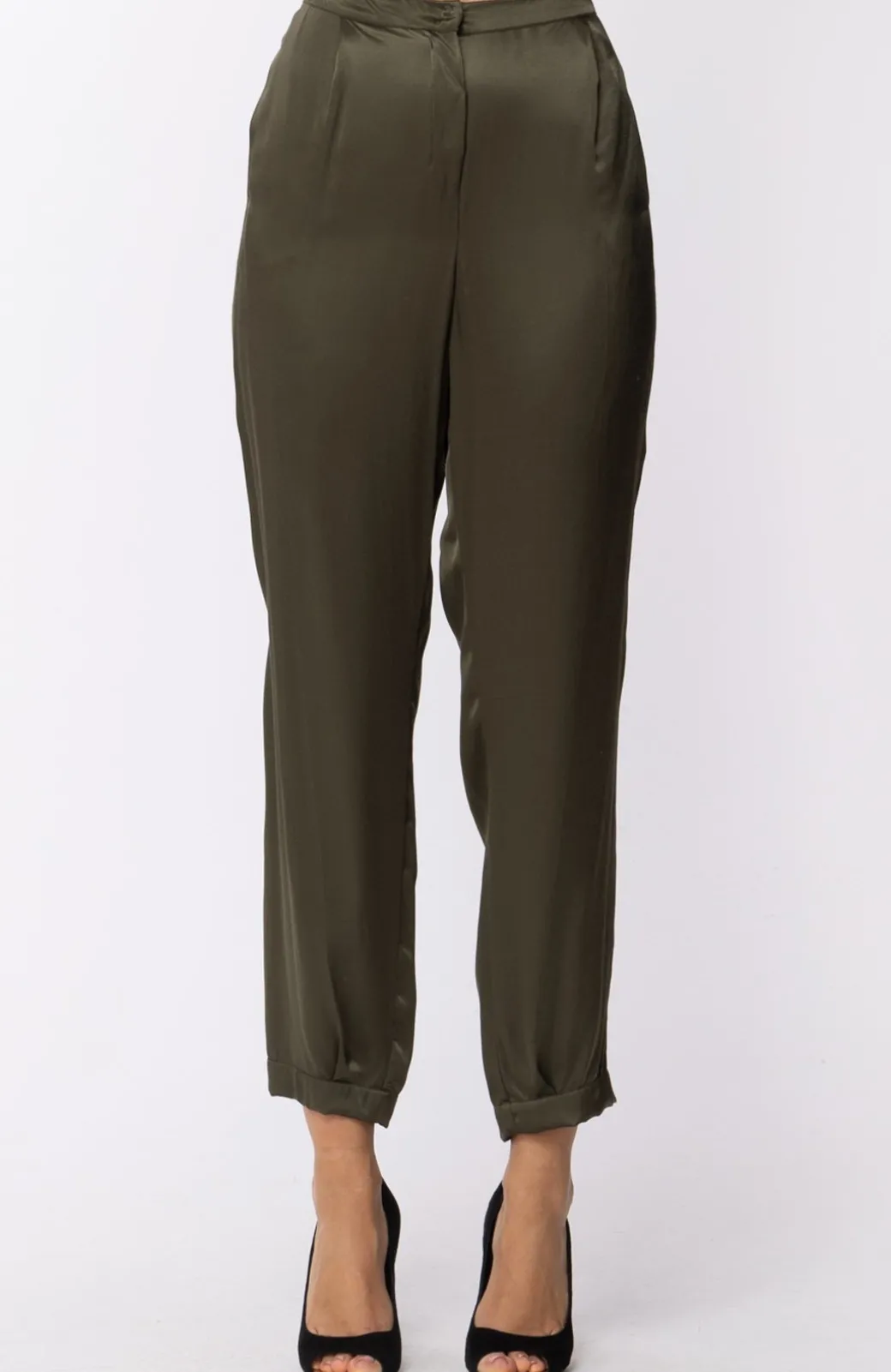 Donna Manila Grace Pantalone In Raso Vita Alta Morbido