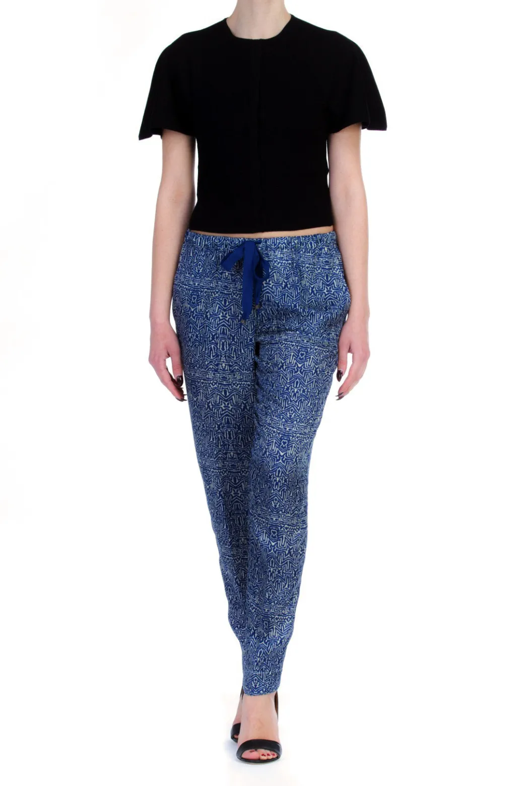 Donna Manila Grace Pantalone Morbido Fantasia Etnica Elastico e Coulisse e Banda Laterale Su Tutta La Lunghezza