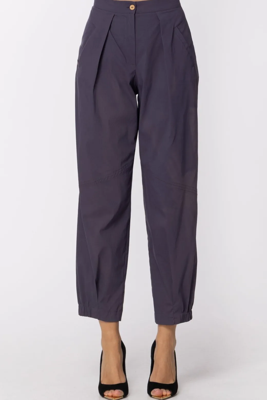 Donna Manila Grace Pantaloni con Pinces Ed Elastico Alla Caviglia