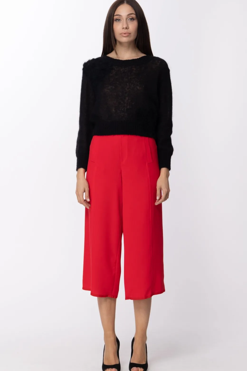 Donna Manila Grace Pantaloni Crop Ampi Vita Bassa