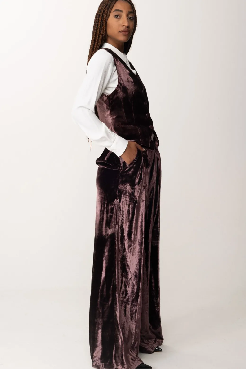 Donna Manila Grace Pantaloni Palazzo In Velluto