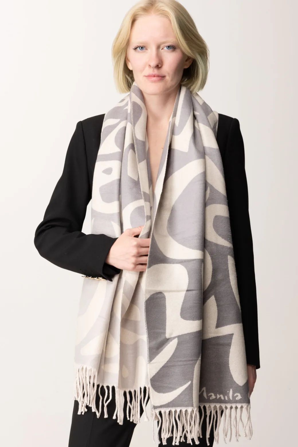 Donna Manila Grace Sciarpa a Fantasia con Frange