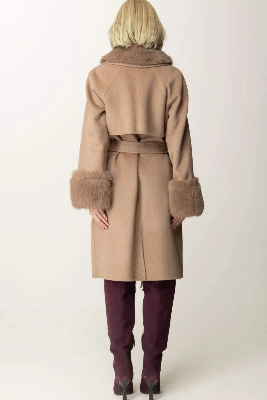 Donna Marciano By Guess Cappotto Liliana con Frange e Pelliccia