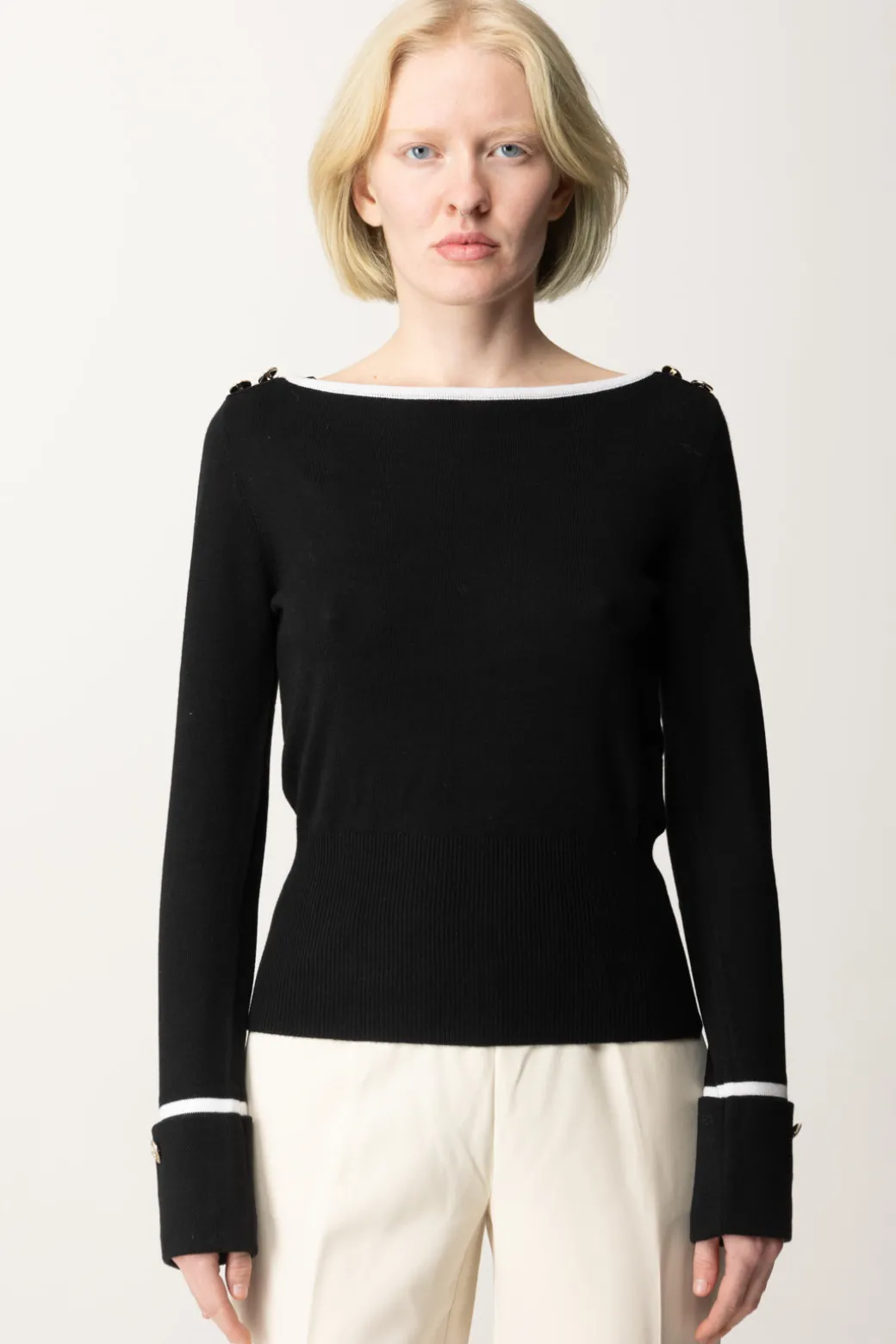 Donna Marciano By Guess Maglia Molly Scollo a Barca e Bottoncini