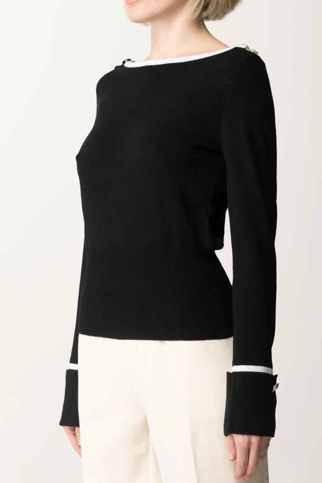 Donna Marciano By Guess Maglia Molly Scollo a Barca e Bottoncini