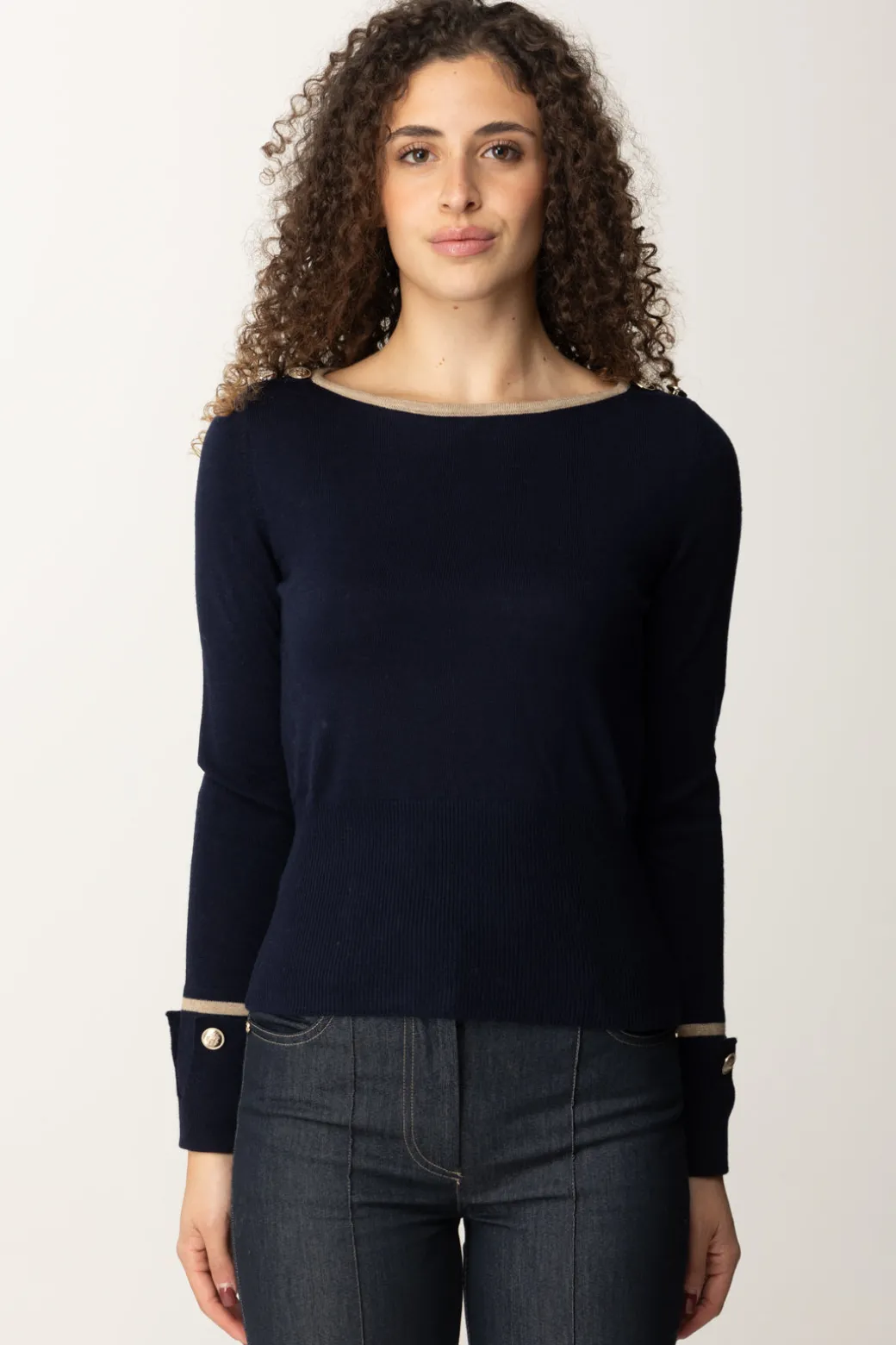 Donna Marciano By Guess Maglia Molly Scollo a Barca e Bottoncini