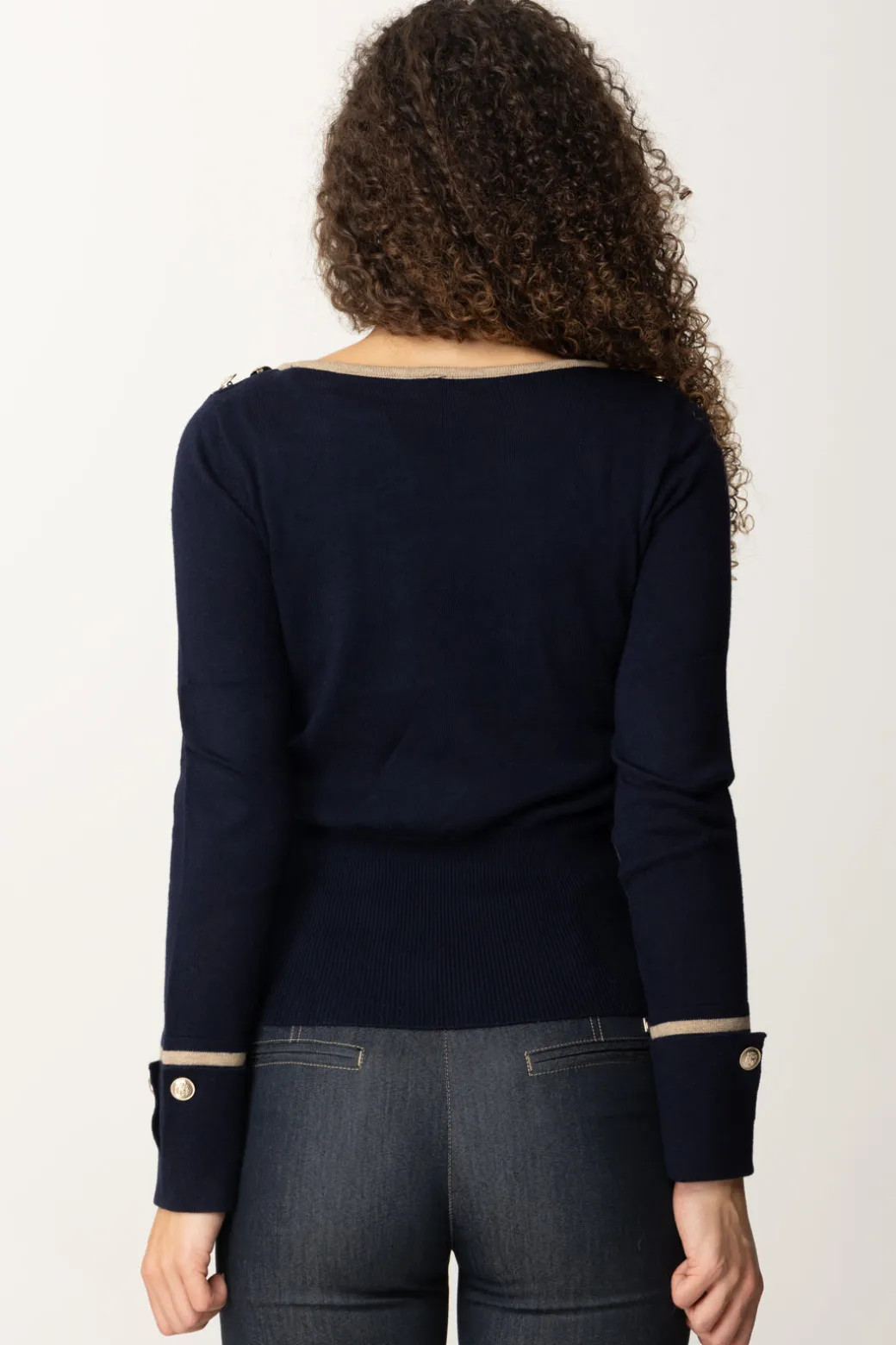 Donna Marciano By Guess Maglia Molly Scollo a Barca e Bottoncini