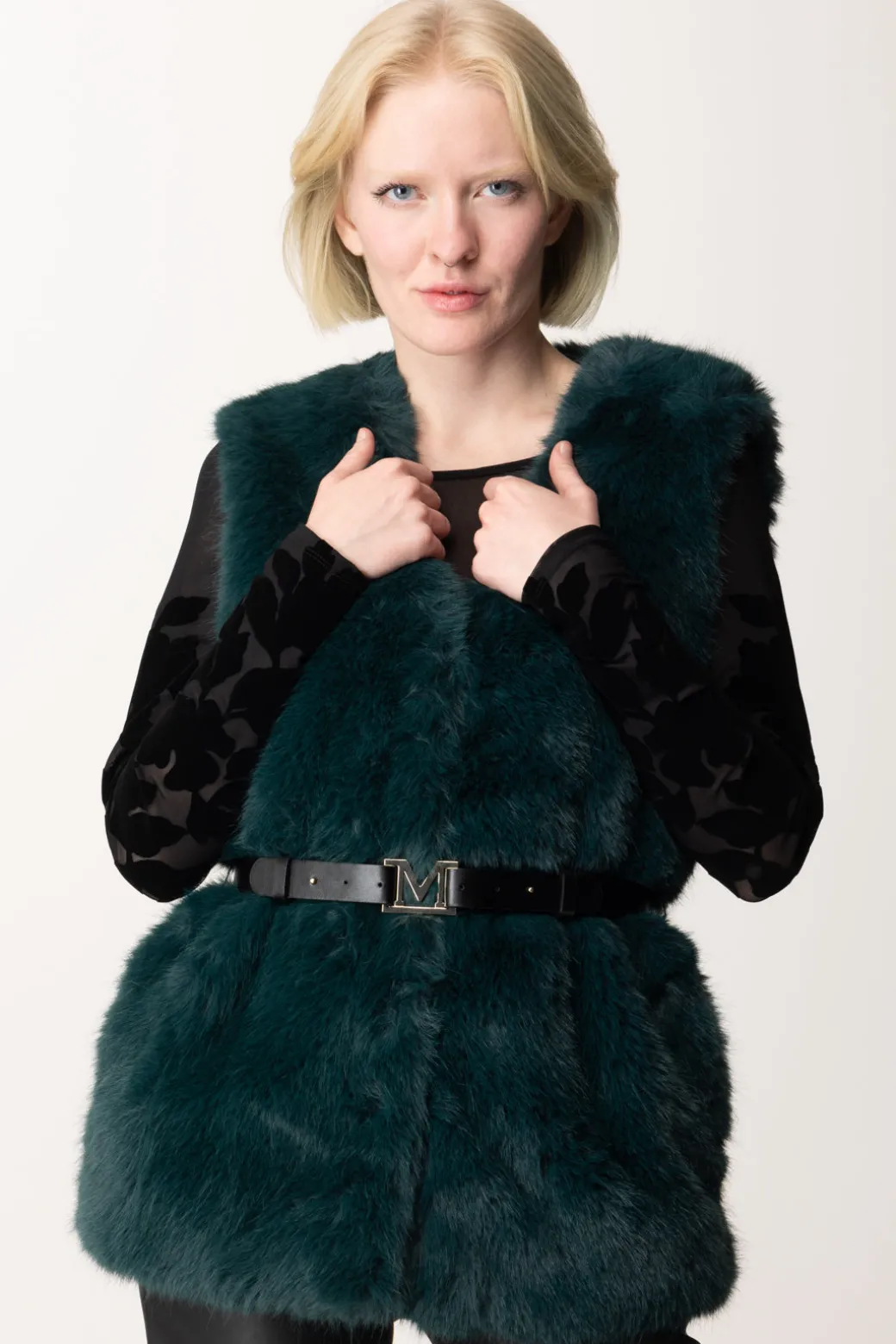 Donna Marciano By Guess Pelliccia Gilet Chloe con Cintura