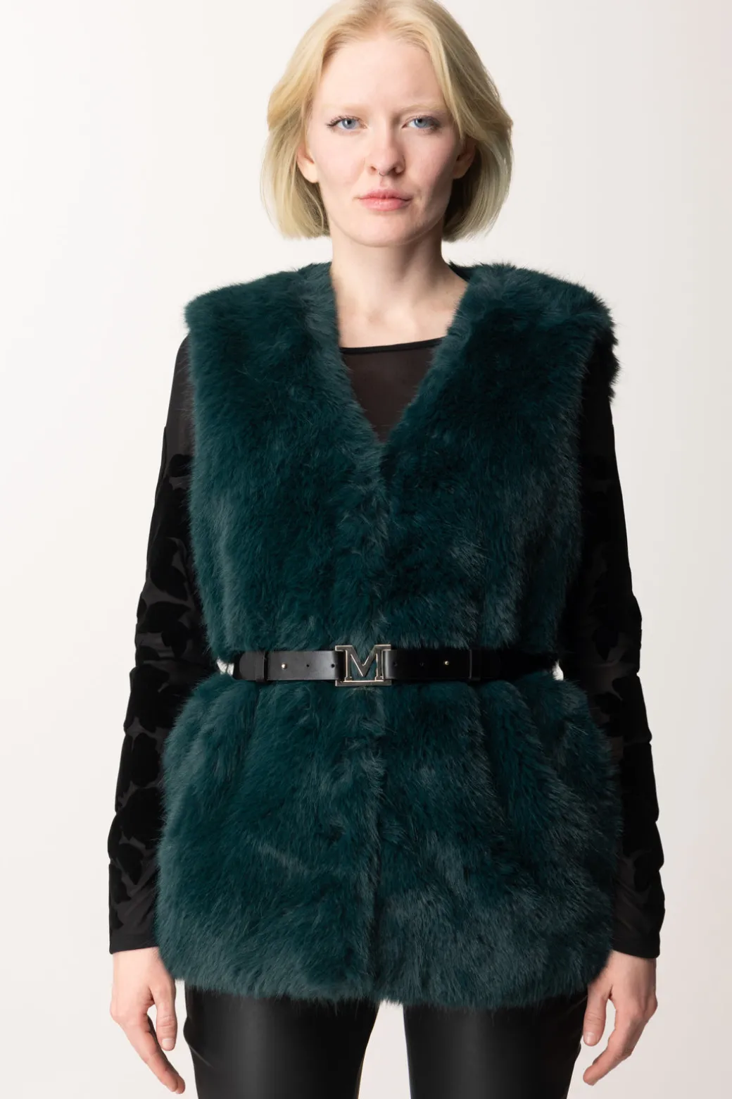 Donna Marciano By Guess Pelliccia Gilet Chloe con Cintura