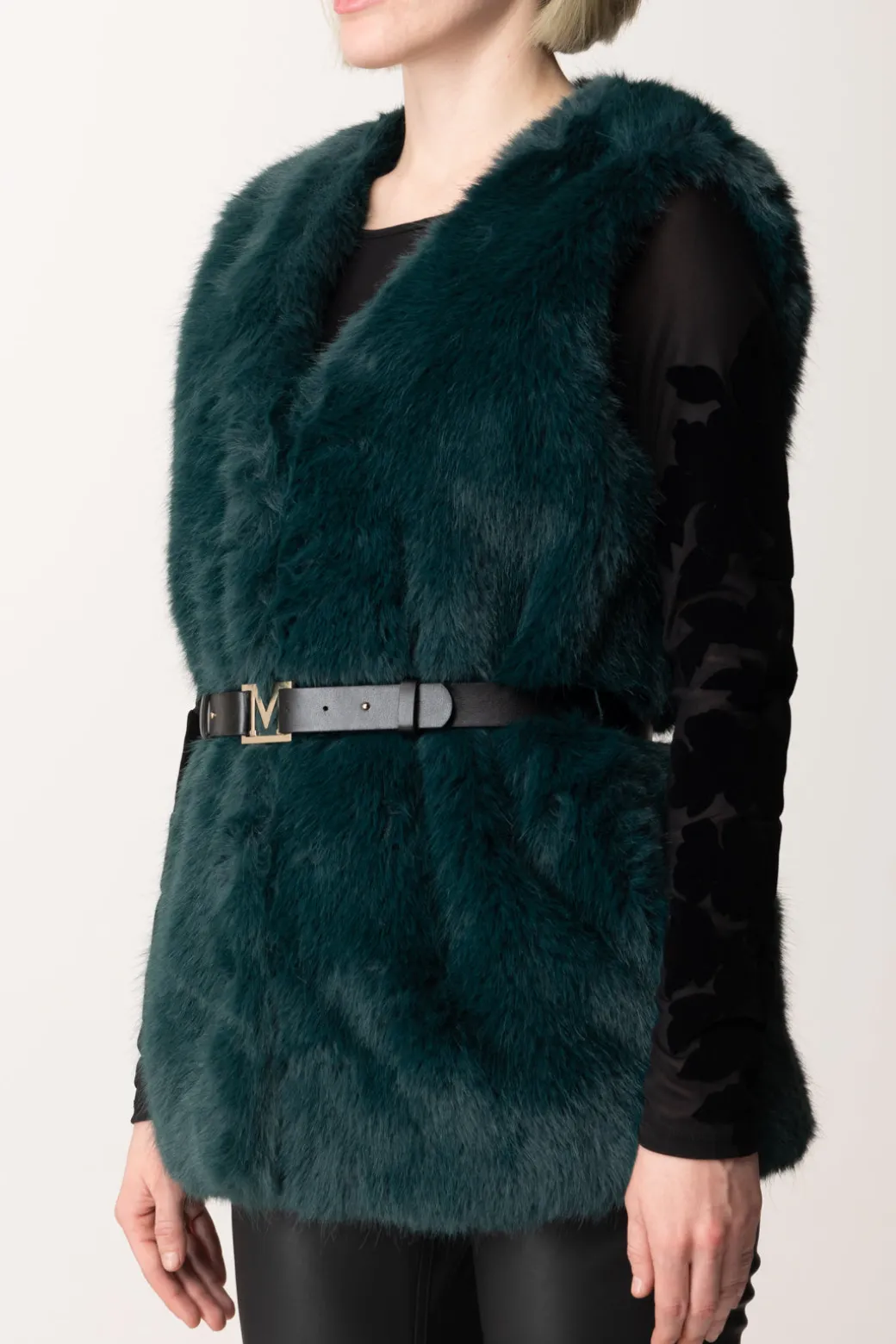 Donna Marciano By Guess Pelliccia Gilet Chloe con Cintura